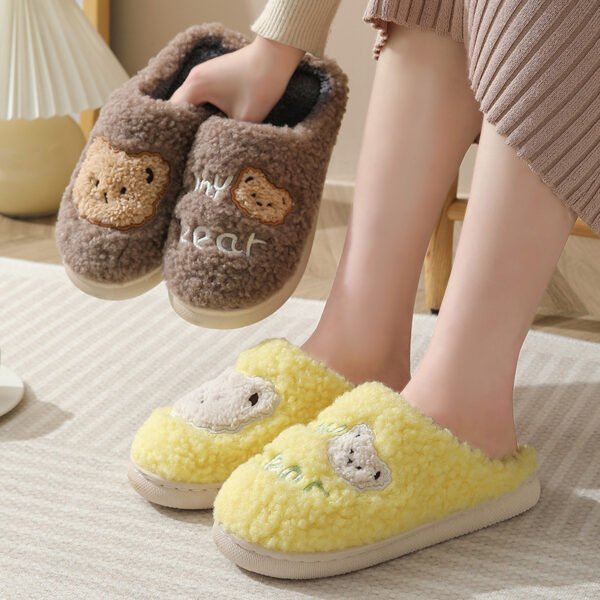 Bear Slippers Winter Warm House Shoes For Women Couple - Image 7