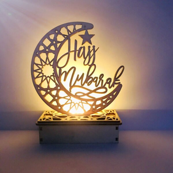 ramdan mubarak decor Wooden DIY Muslim Islamic Palace LED Eid Mubarak Decoration