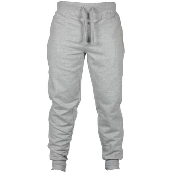 Men's Solid Color Drawstring Fleece Casual Pants - Image 2