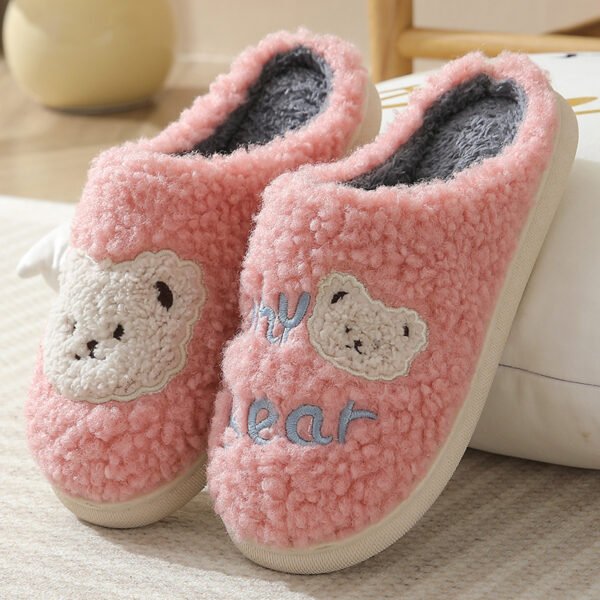 Bear Slippers Winter Warm House Shoes For Women Couple - Image 9