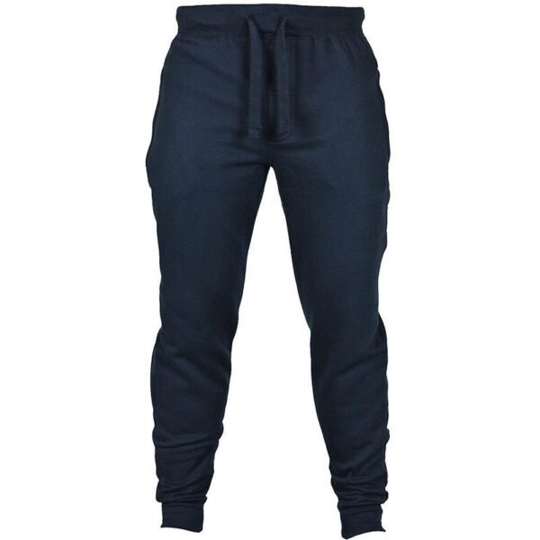 Men's Solid Color Drawstring Fleece Casual Pants - Image 5