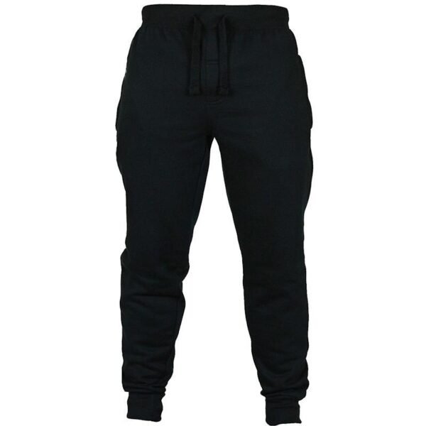 Men's Solid Color Drawstring Fleece Casual Pants - Image 3