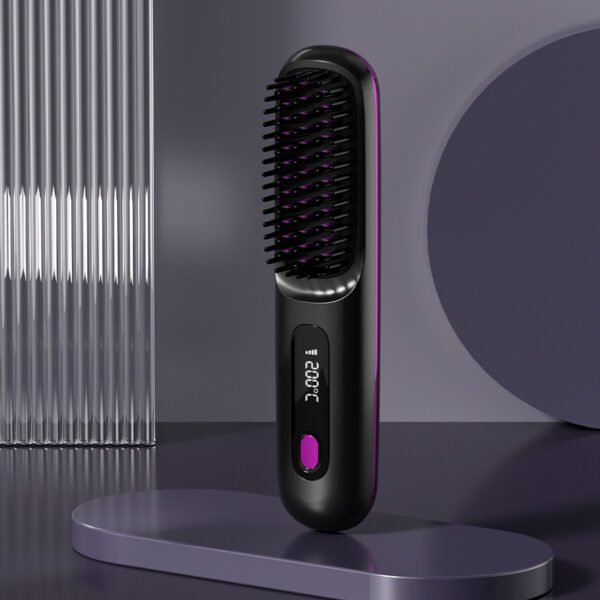 2 In 1 Straight Hair Comb Wireless Hair Straightener Brush Hair Fast Heating Portable Hot Curler USB Charging - Image 3