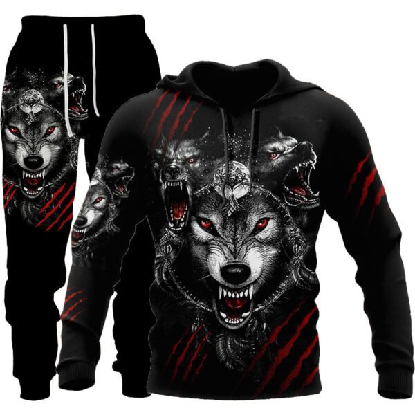 3D Wolf Print Tracksuit Men Sportswear Hooded Sweatsuit Two Piece Outdoors Running Fitness Mens Clothing Jogging Set - Image 8