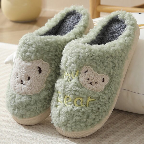 Bear Slippers Winter Warm House Shoes For Women Couple - Image 5