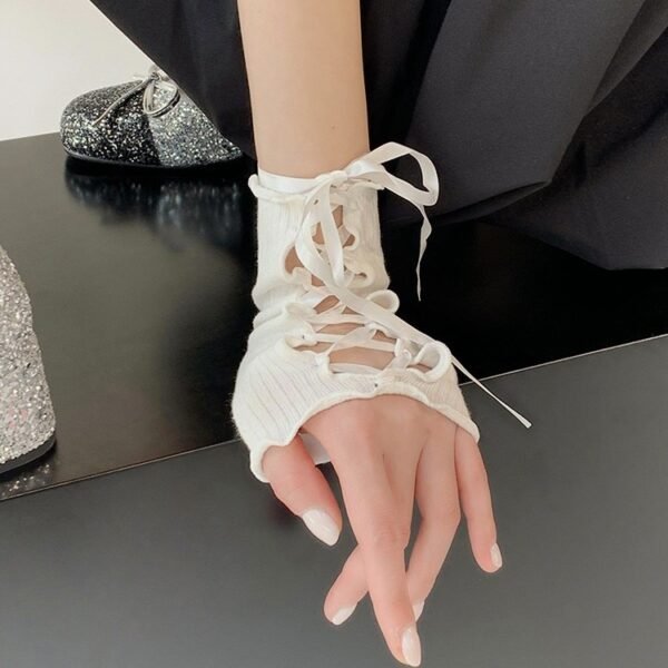 Lace-up Oversleeves Jk Girl Open Finger Cos Gloves - Image 9