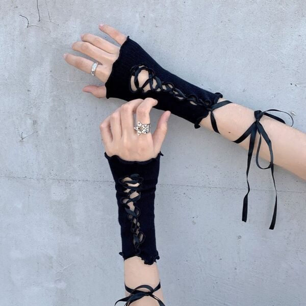 Lace-up Oversleeves Jk Girl Open Finger Cos Gloves