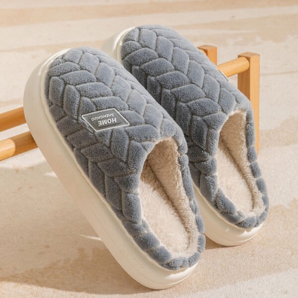 New Non-slip Thick-soled Plush Slippers Couple Winter Warm Home Slipper Indoor Fleece Shoes For Women Men - Image 7