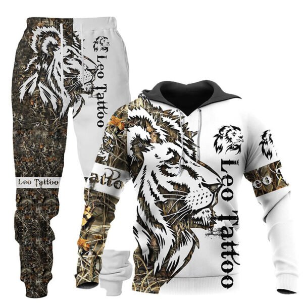 3D Wolf Print Tracksuit Men Sportswear Hooded Sweatsuit Two Piece Outdoors Running Fitness Mens Clothing Jogging Set - Image 9