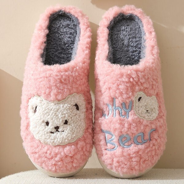 Bear Slippers Winter Warm House Shoes For Women Couple - Image 2